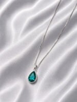 Colar Feminino Ponto De Luz Gota Prata 925 Caixinha Turmalina - Imagem 5