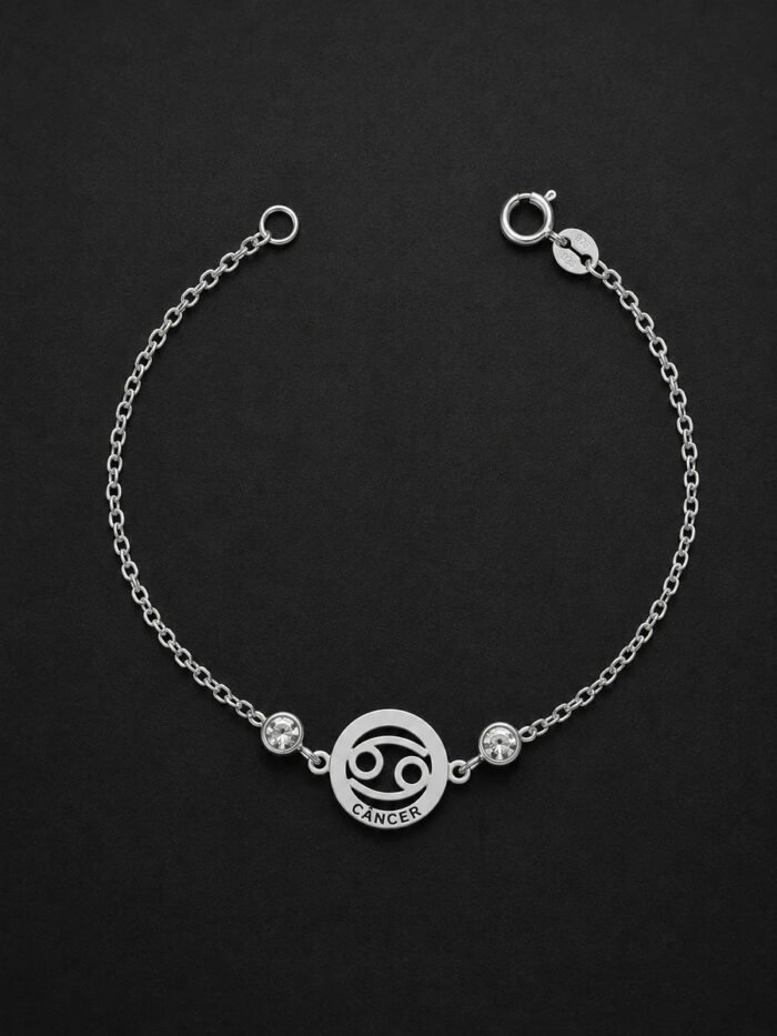 Pulseira Signo Prata 925 Feminina Medalha Pingente Câncer 18 Cm - Imagem 4