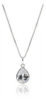 Colar Feminino Ponto De Luz Gota Prata 925 Caixinha Branco