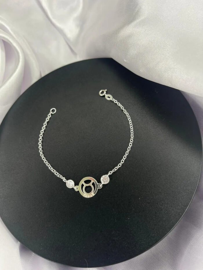 Pulseira Signo Prata 925 Feminina Medalha Pingente Touro 18 Cm - Imagem 4