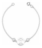 Pulseira Signo Prata 925 Feminina Medalha Pingente Gêmeos 18 Cm