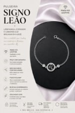 Pulseira Signo Prata 925 Feminina Medalha Pingente Leão 18 Cm - Imagem 2