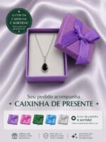 Colar Feminino Ponto De Luz Gota Prata 925 Caixinha Preto - Imagem 4
