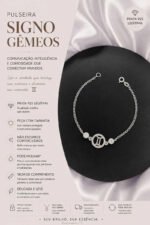 Pulseira Signo Prata 925 Feminina Medalha Pingente Gêmeos 18 Cm - Imagem 2
