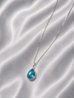Colar Feminino Ponto De Luz Gota Prata 925 Caixinha Azul Celeste - Imagem 5
