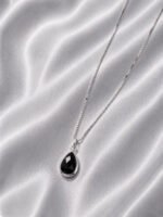 Colar Feminino Ponto De Luz Gota Prata 925 Caixinha Preto - Imagem 5