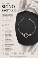 Pulseira Signo Prata 925 Feminina Medalha Pingente Sagitário 18 Cm - Imagem 2