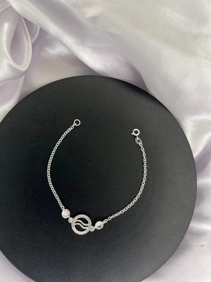 Pulseira Signo Prata 925 Feminina Medalha Pingente Aquario 18 Cm - Imagem 4