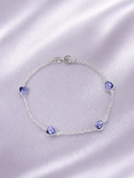 Pulseira Prata 925 Feminina Coração Zircônia Roxa 18 Cm Prateado 18 Cm - Imagem 3