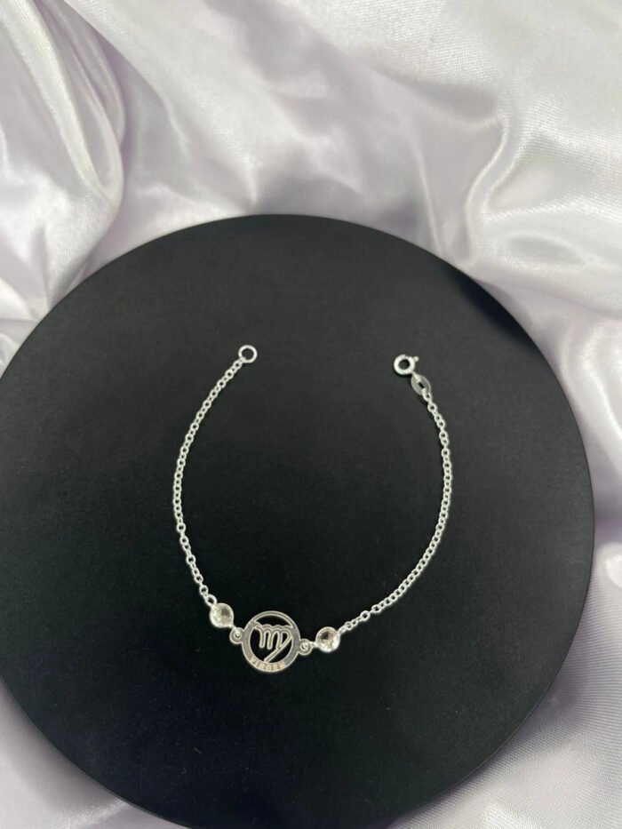 Pulseira Signo Prata 925 Feminina Medalha Pingente Virgem 18 Cm - Imagem 4