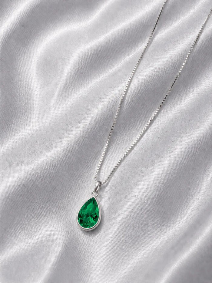 Colar Feminino Ponto De Luz Gota Prata 925 Caixinha Verde - Imagem 5