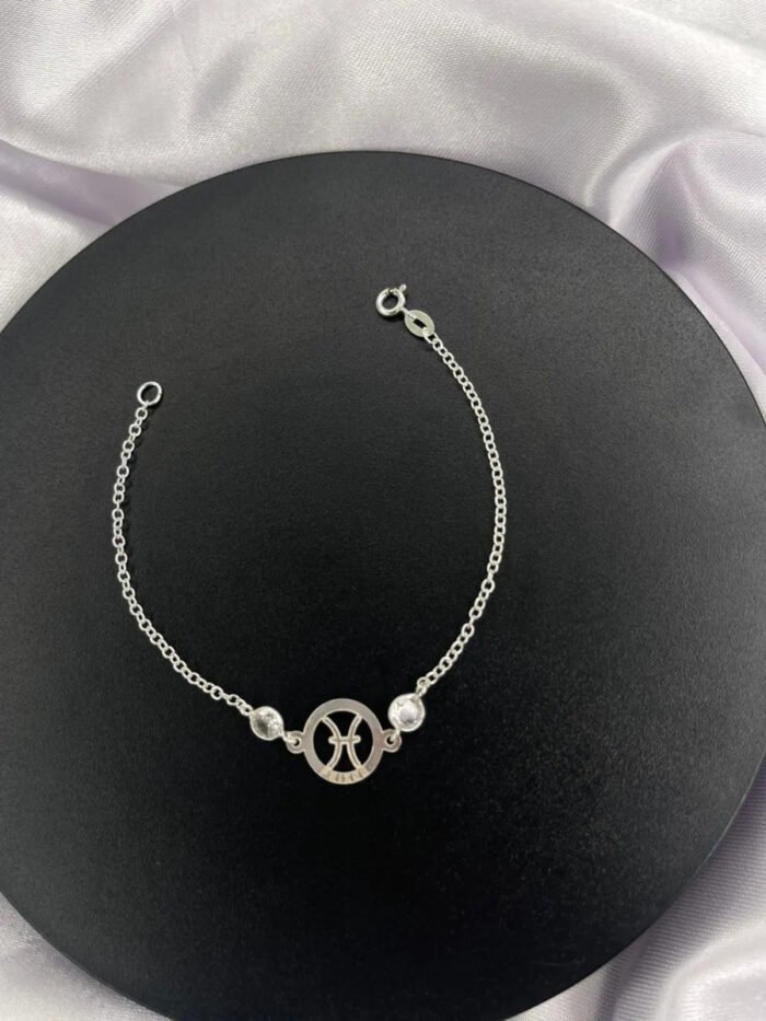 Pulseira Signo Prata 925 Feminina Medalha Pingente Peixes 18 Cm - Imagem 5