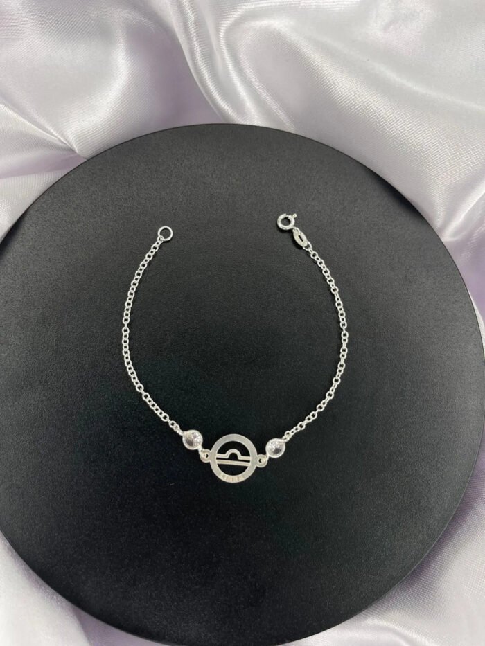 Pulseira Signo Prata 925 Feminina Medalha Pingente Libra 18 Cm - Imagem 4